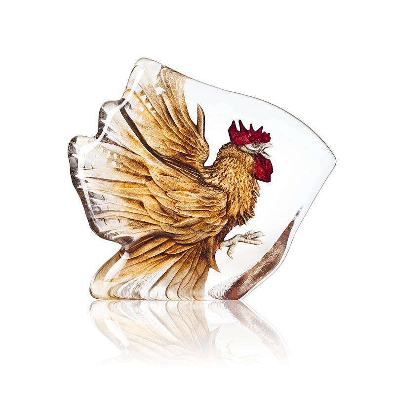 Rooster Crystal Sculpture by Mats Jonasson
