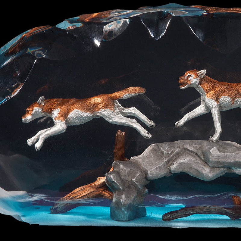 Running Spirit Wolf Pack Sculpture by Kitty Cantrell