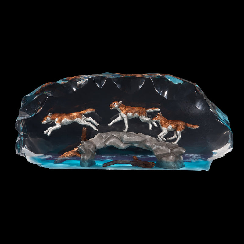 Running Spirit Wolf Pack Sculpture by Kitty Cantrell