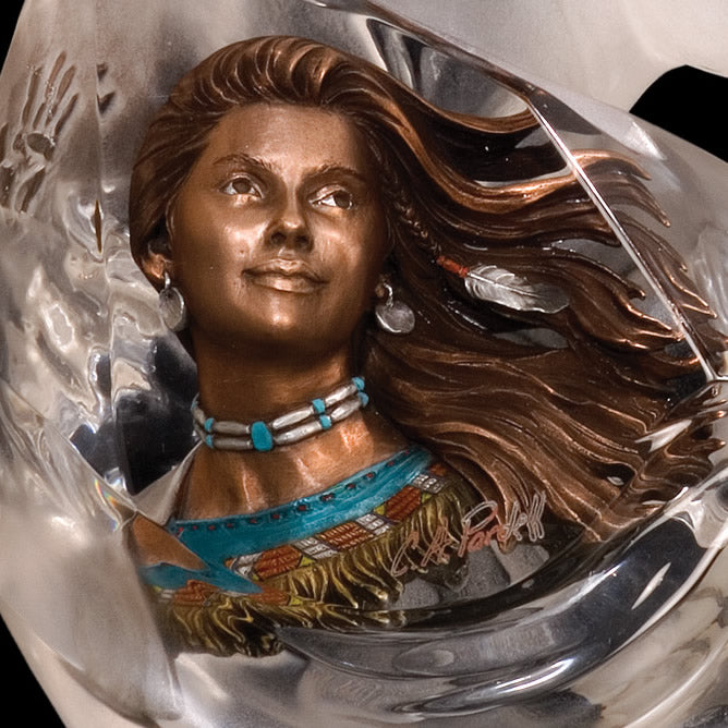 Running Wind Native American Female & Horse Sculpture