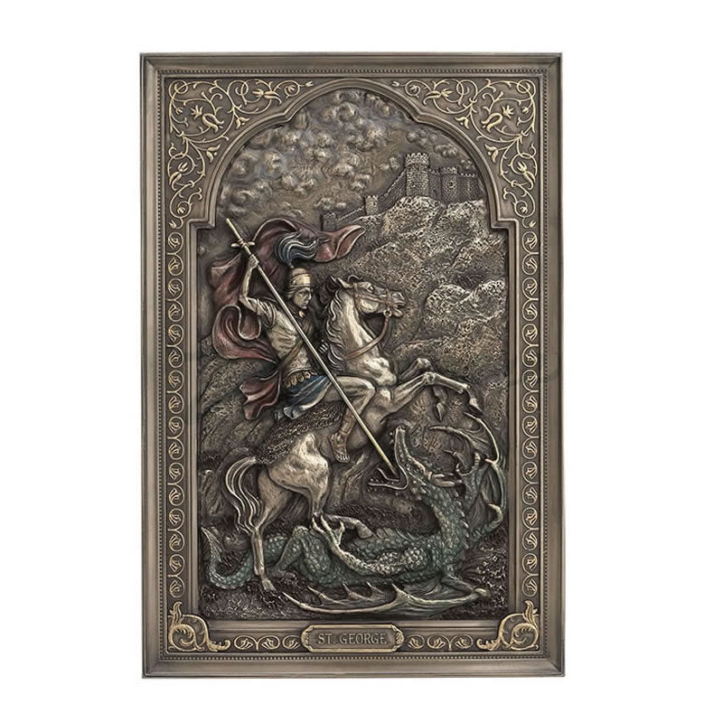 Saint George Dragon Slayer Wall Plaque — AllSculptures