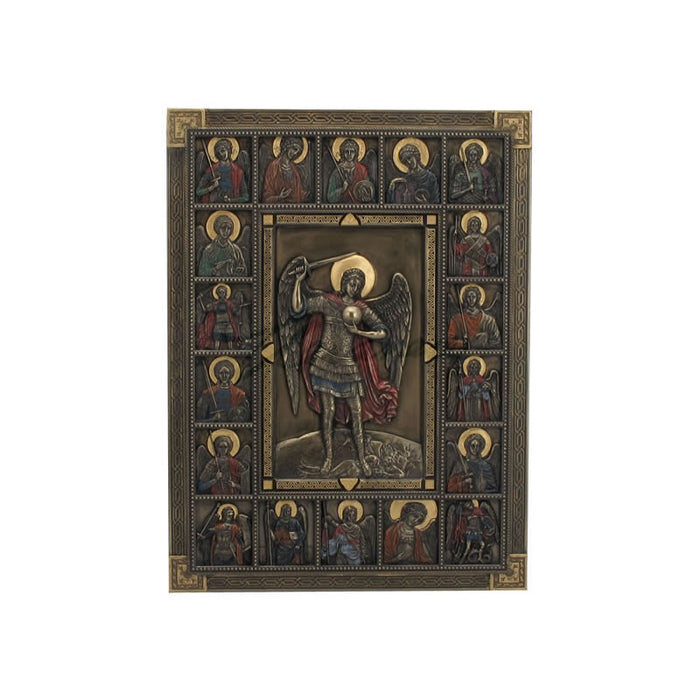 St. Michael Surrounded By Saints - Iconic Wall Plaque