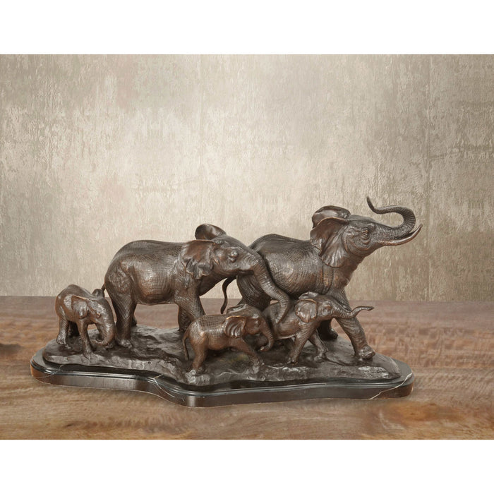 Majestic Elephants Tabletop Bronze Sculpture