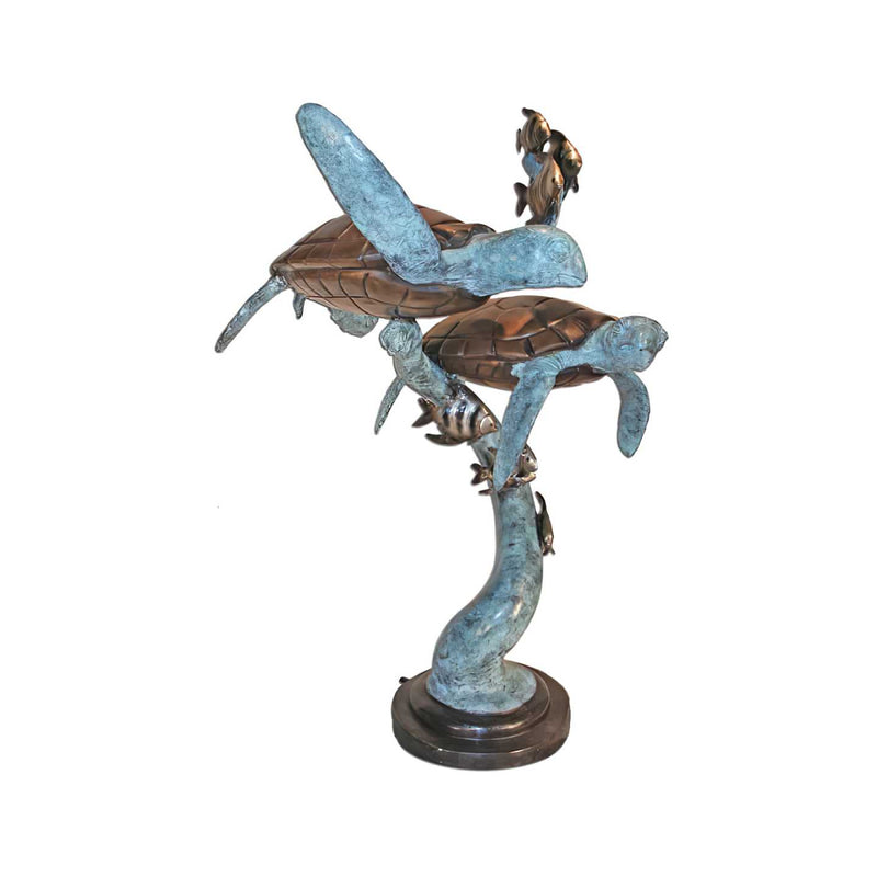 Sea Turtles with Fish Bronze Sculpture