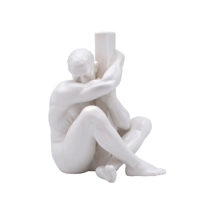 Sebastian Nude Male Statue- White/Glazed