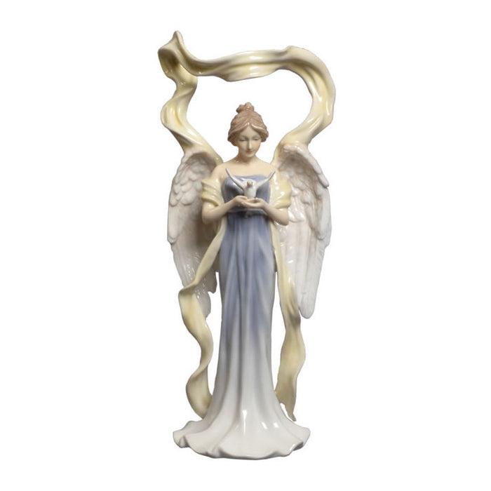 Serene Angel with Dove Sculpture, Blue