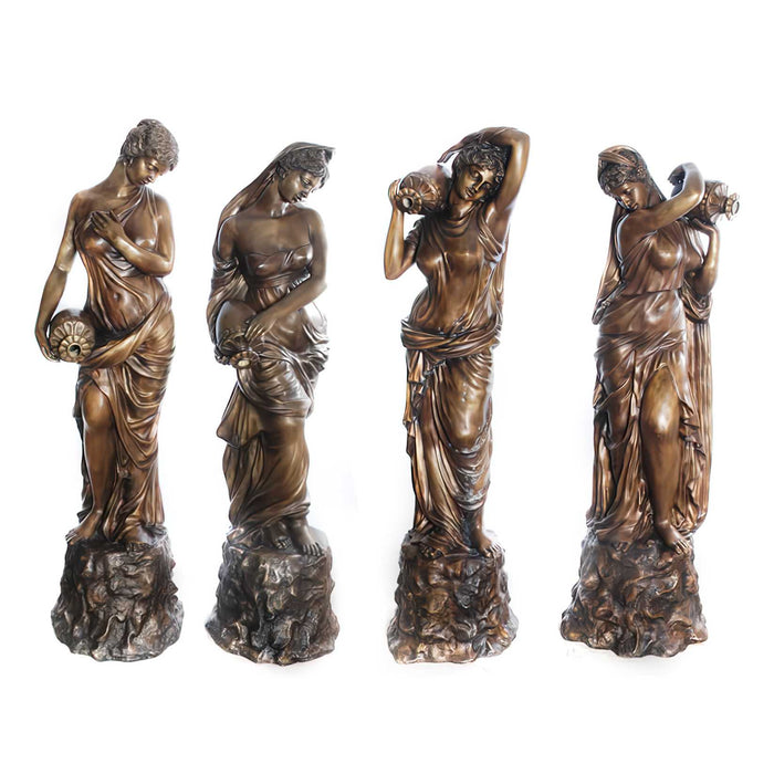 Set of Four Bronze Ladies with Vases