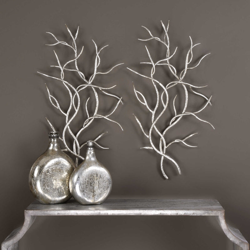 Silver Branches Wall Art Set