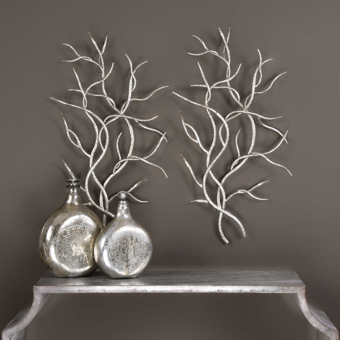 Silver Branches Wall Art Set