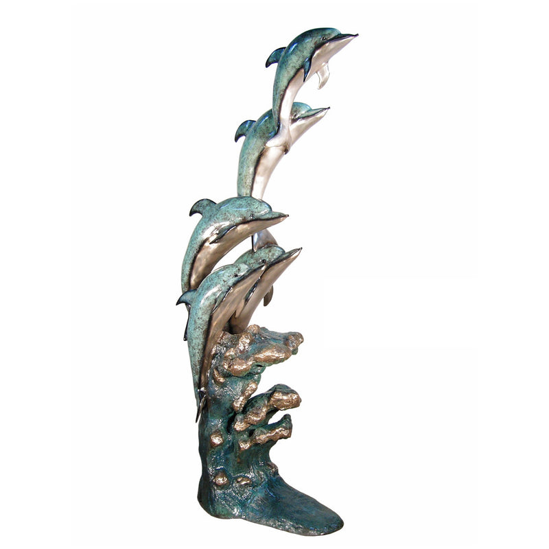 Four Dolphin Nickel Plated Bronze Fountain