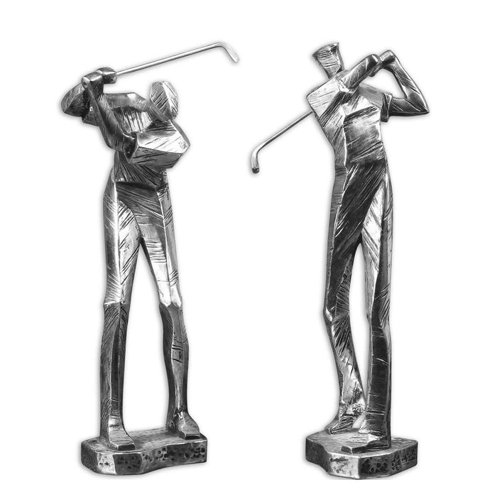 Silver Abstract Golf Sculptures Set of 2