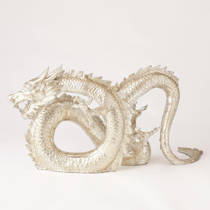 Silver Leaf Dragon Sculpture
