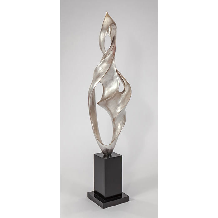 Silvery Flame Modern Floor Sculpture by Artmax - Angle View