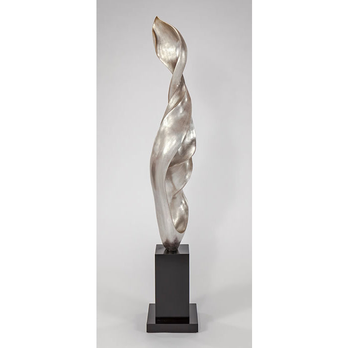 Silvery Flame Modern Floor Sculpture by Artmax - Side View