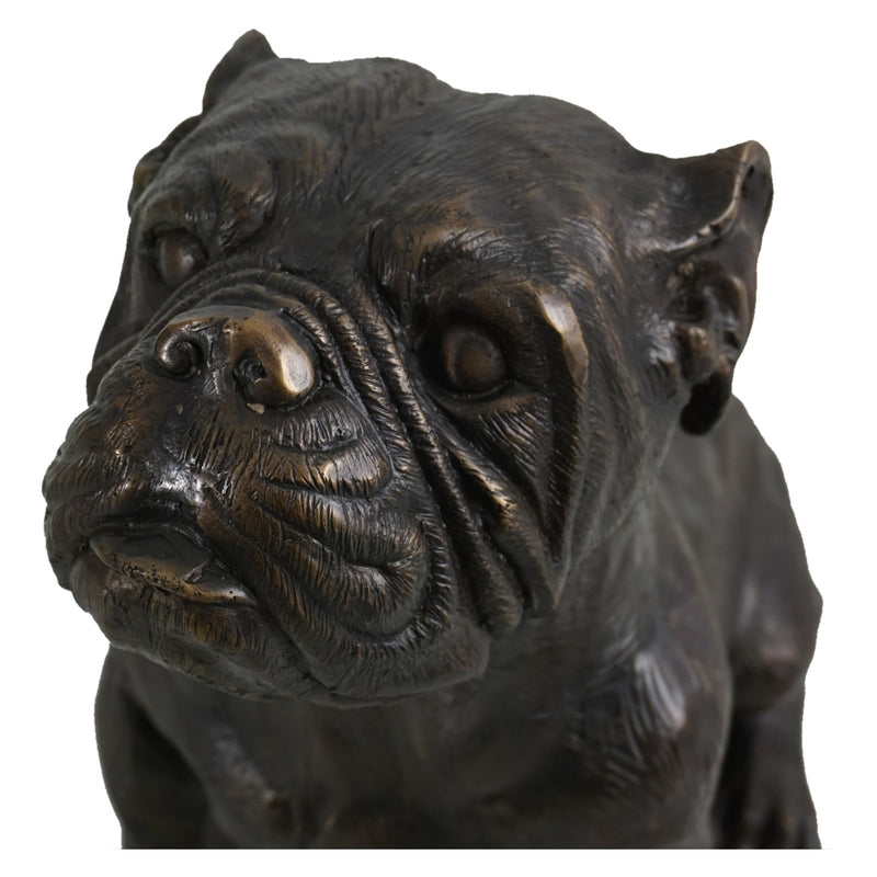 Bronze Sitting Bulldog Sculpture-15.5"H
