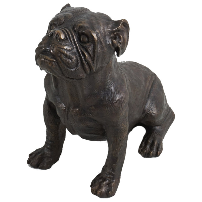 Bronze Sitting Bulldog Sculpture-15.5"H