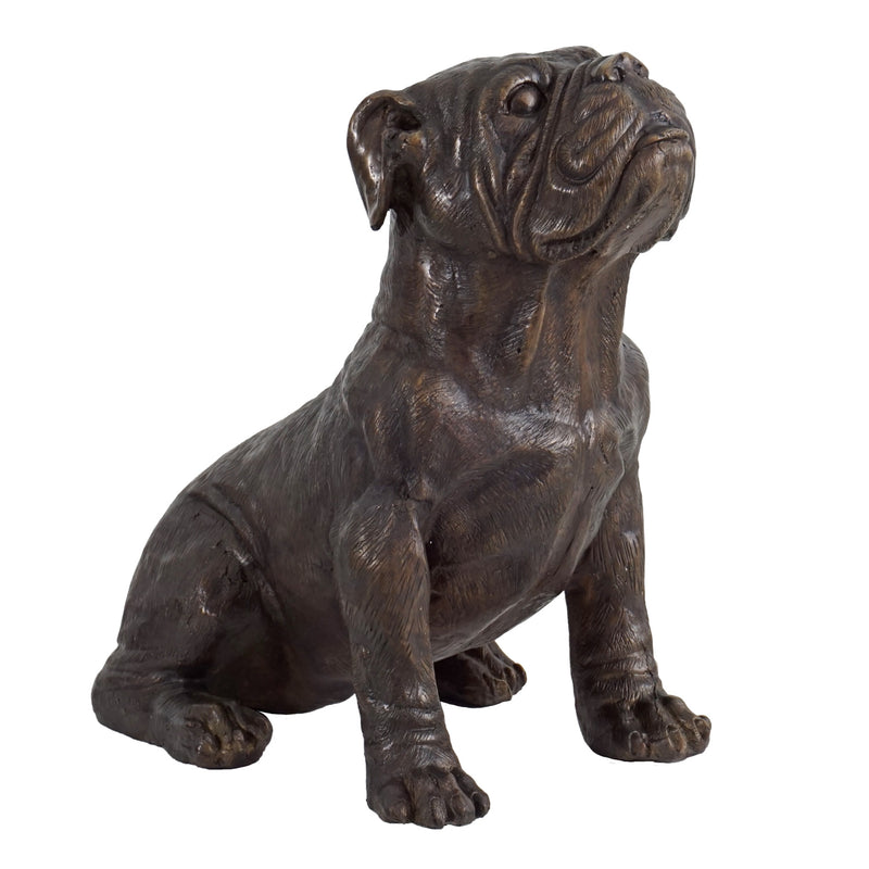 Bronze Sitting Bulldog Sculpture-15.5"H