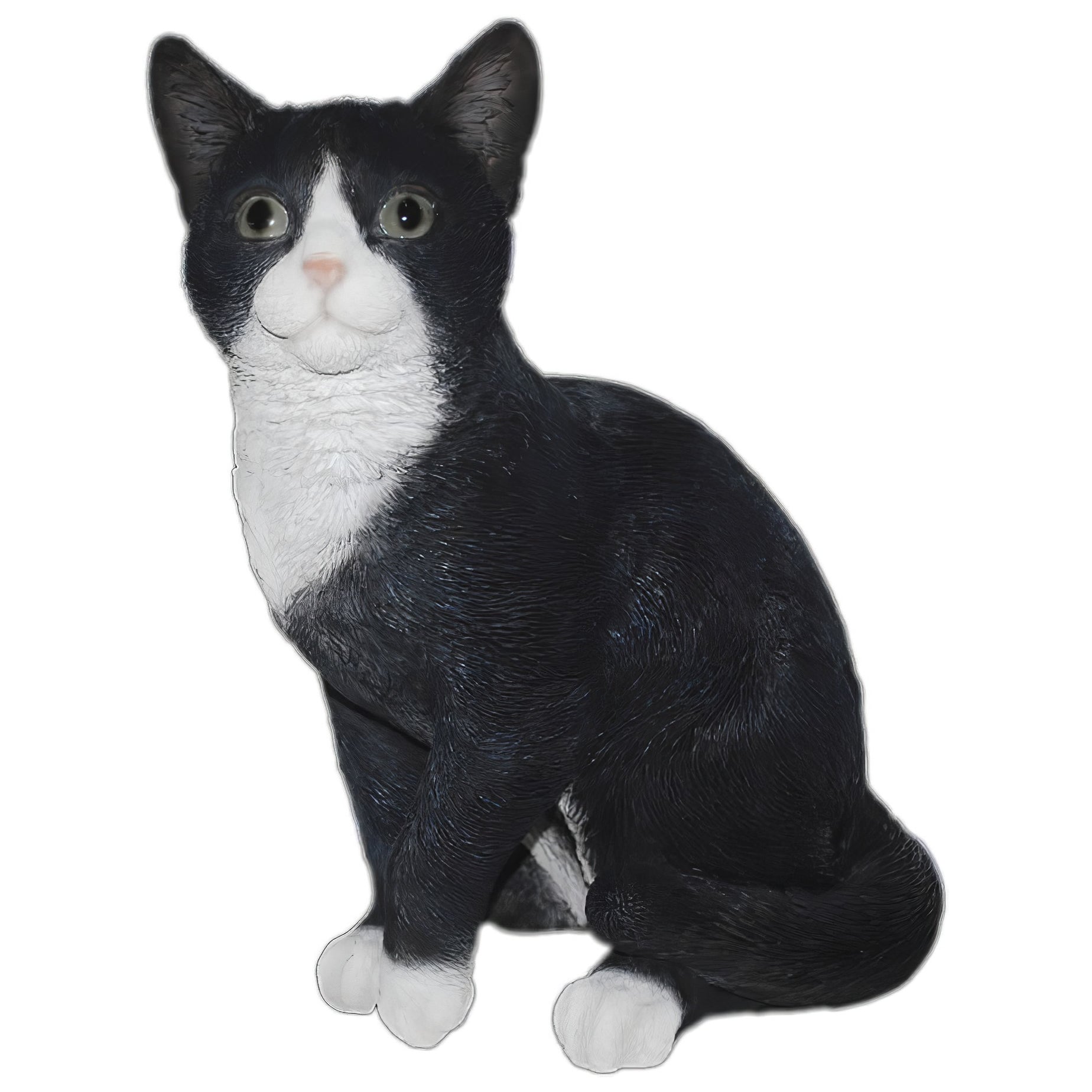 Sitting Cat Statue- Black/White- 12