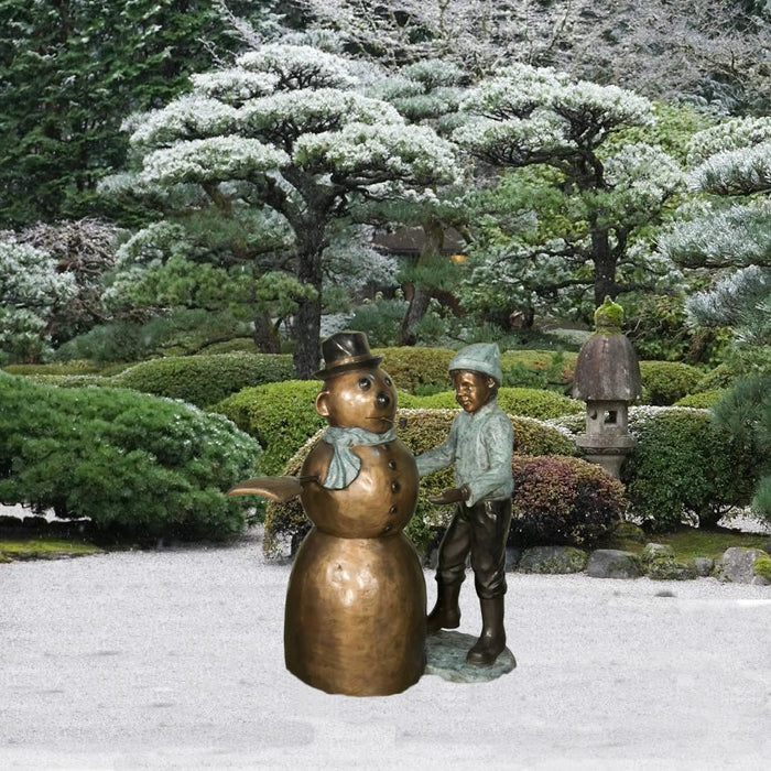 Snowman Bronze Statue Outdoors
