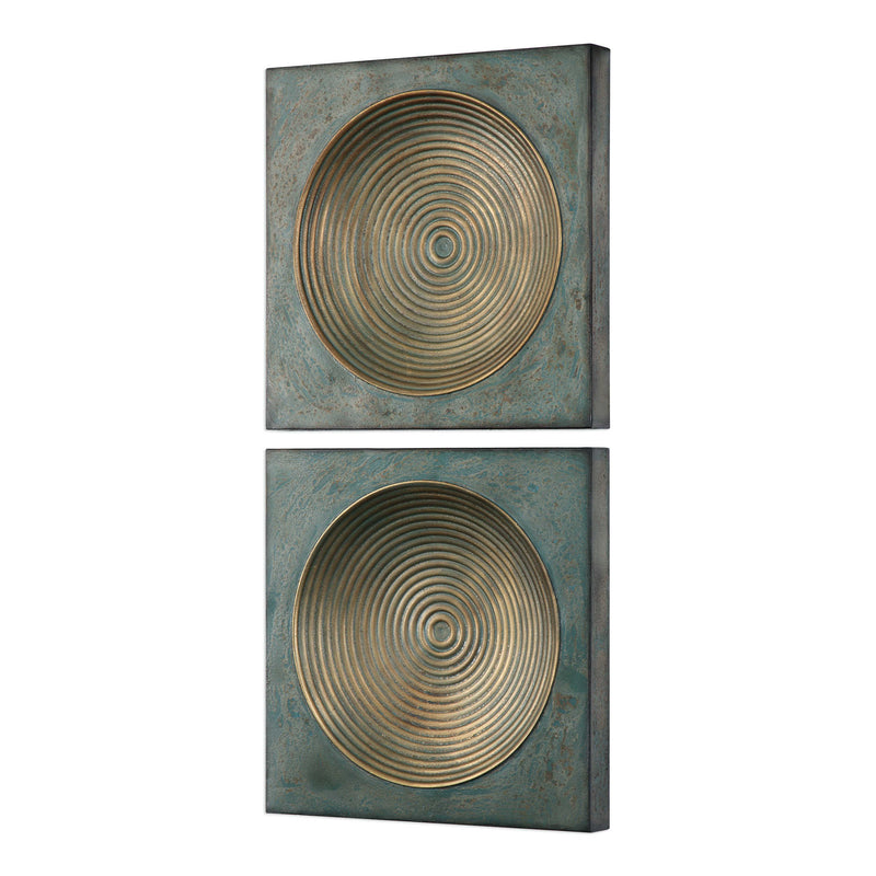 Spiral Discs Metal Wall Art-Set of 2