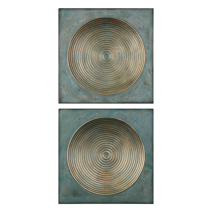 Spiral Discs Metal Wall Art-Set of 2