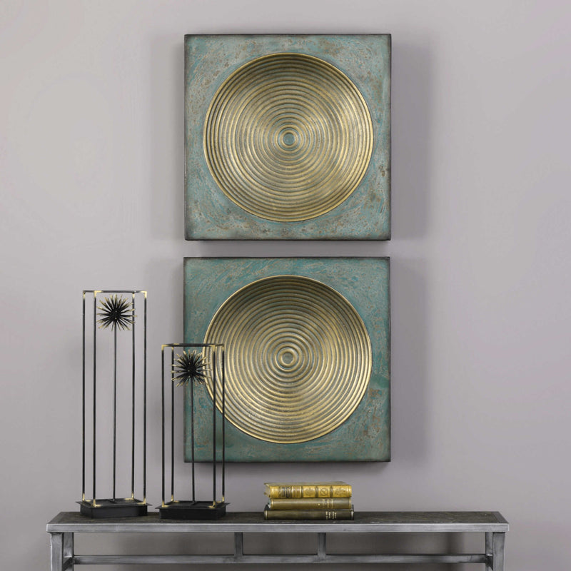 Spiral Discs Metal Wall Art-Set of 2