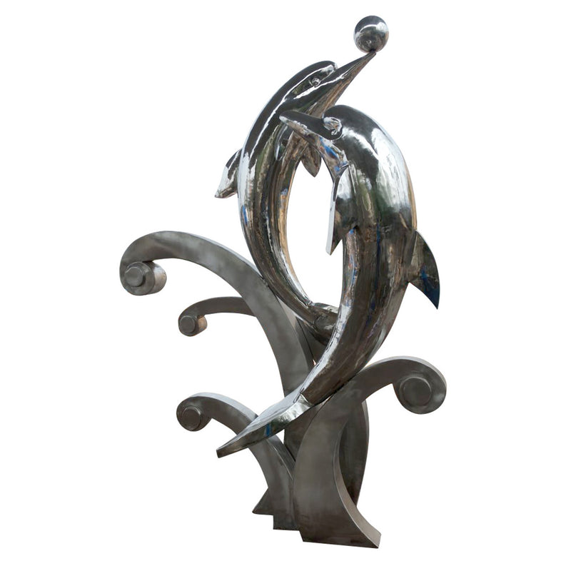 Stainless Steel Modern Dolphin Sculpture