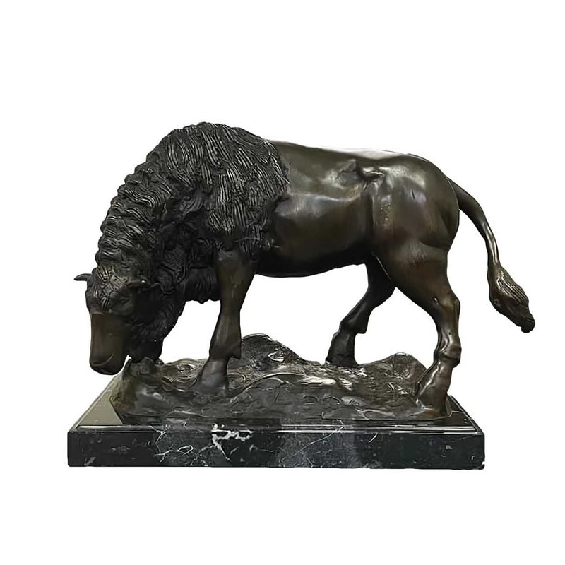 Standing Buffalo Bronze Statue, Head Down