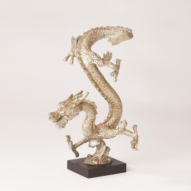 Standing Silver Dragon Statue 2