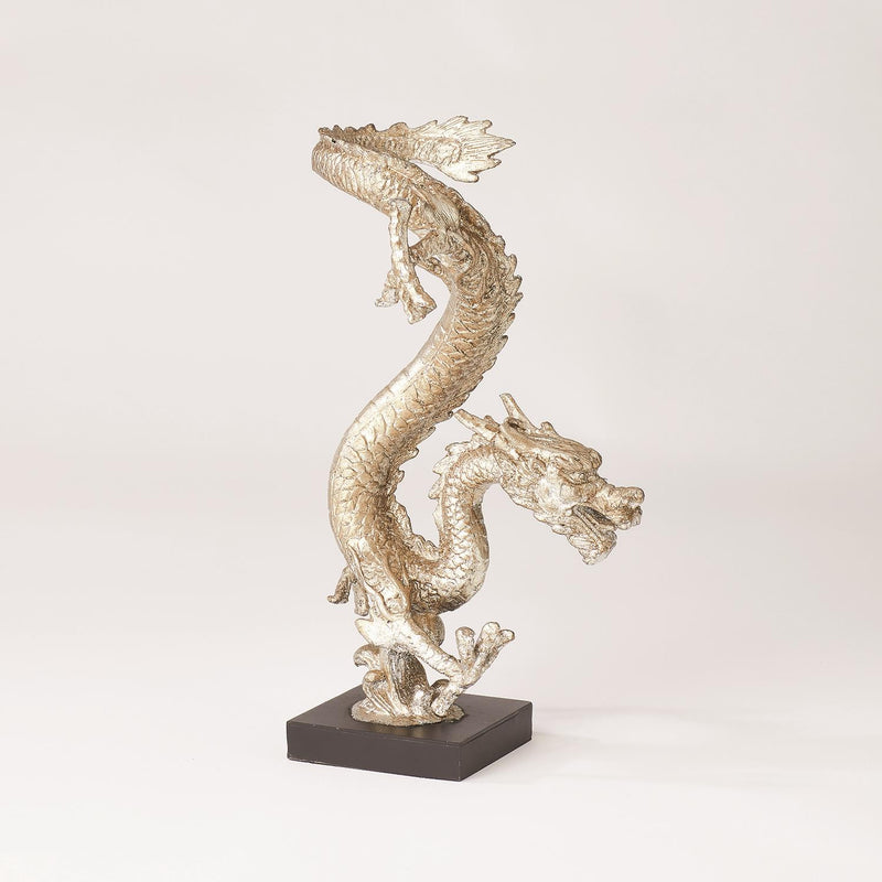 Standing Silver Dragon Statue