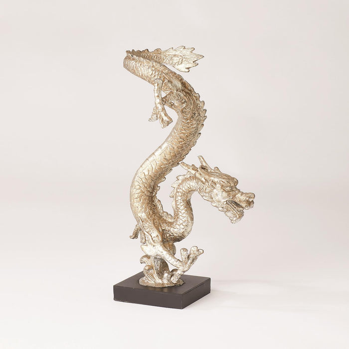 Standing Silver Dragon Statue