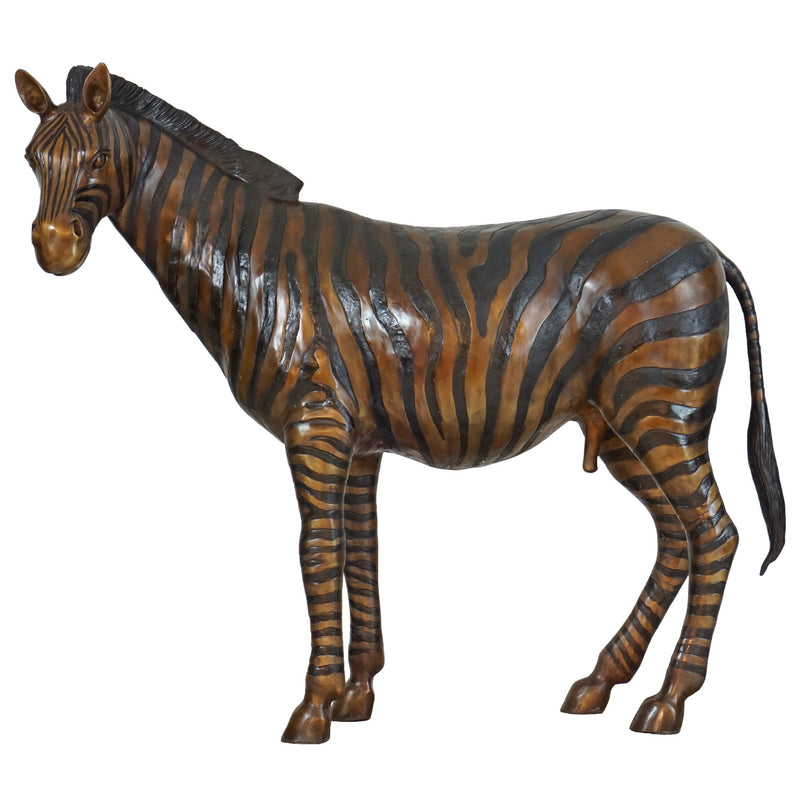 Large Zebra Bronze Sculpture