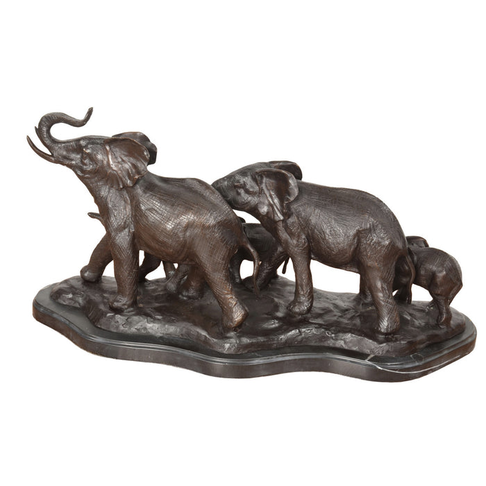 Majestic Elephants Tabletop Bronze Sculpture