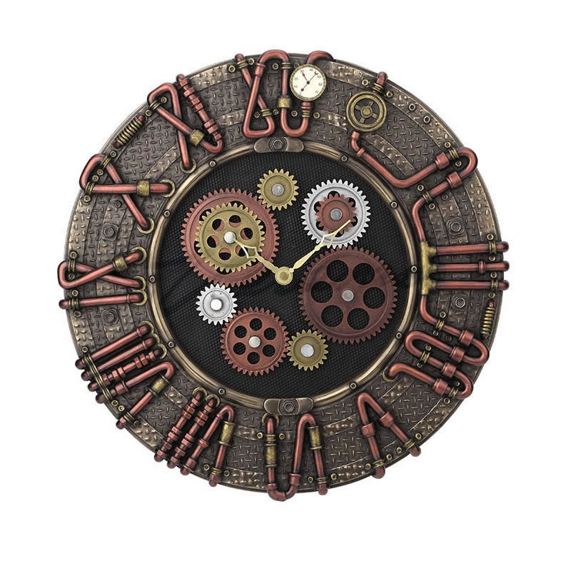 Steampunk Brass Conduit Wall Clock
