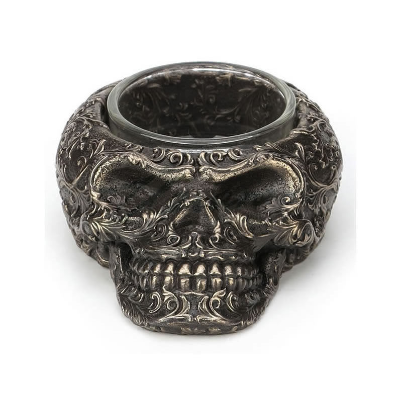 Steampunk Decorative Flat Skull Candleholder