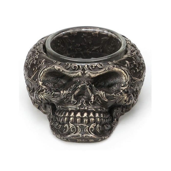 Steampunk Decorative Flat Skull Candleholder