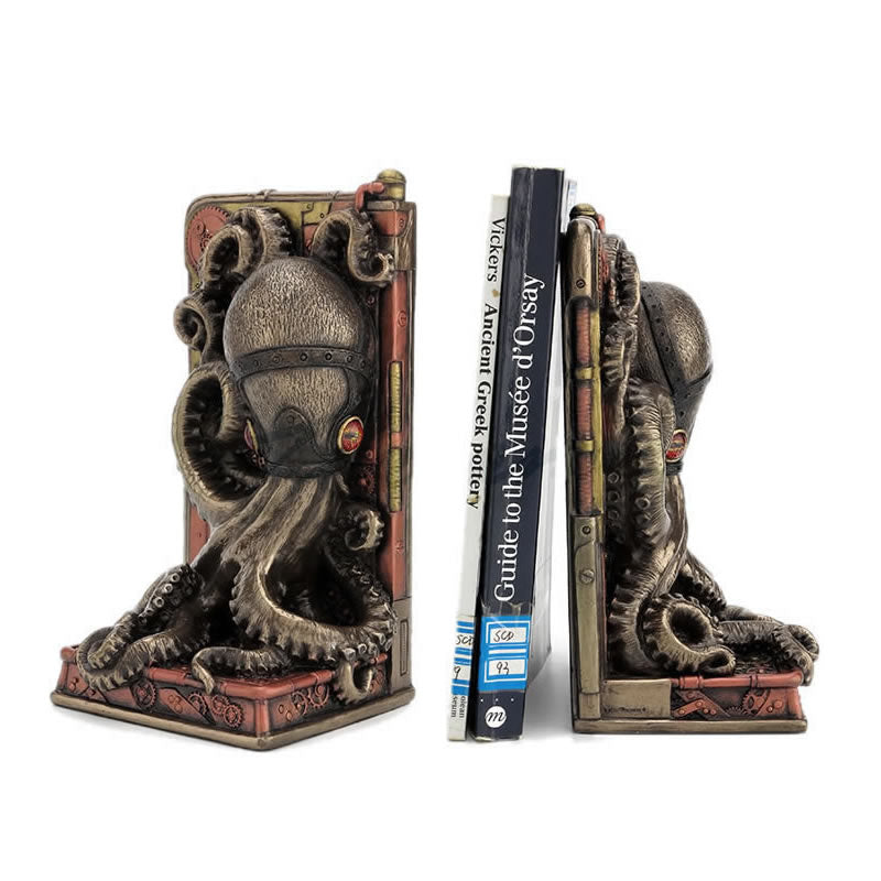 Steampunk Octopus Bookends