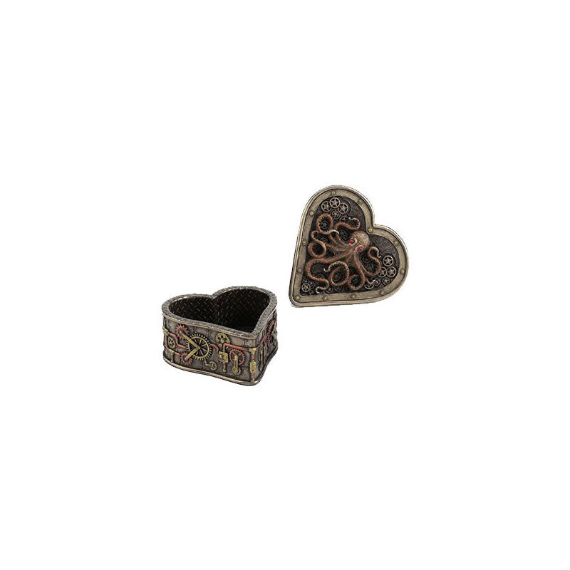Steampunk Octopus Heart Shaped Trinket Box by Veronese Design