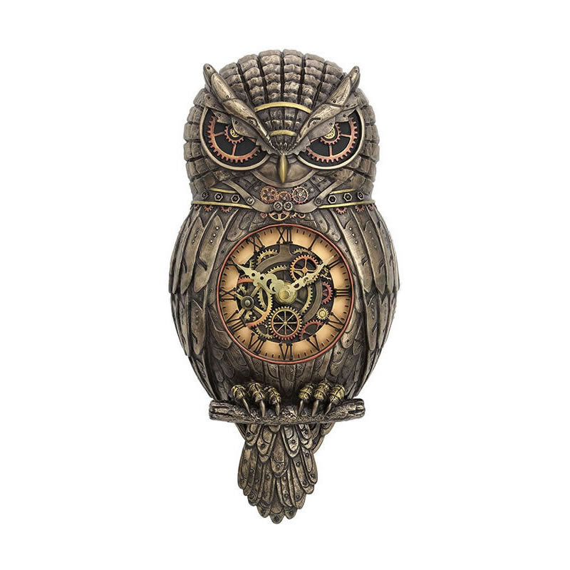 Steampunk Owl Pendulum Wall Clock