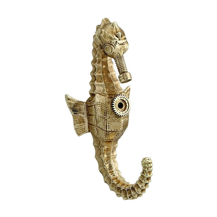 Steampunk Seahorse Wall Hook (Antique Gold)