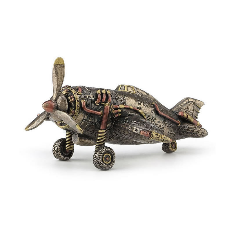 Steampunk Single Propeller Aircraft Statue
