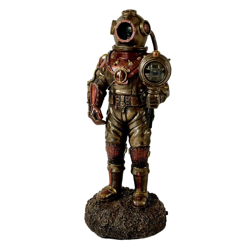 Steampunk Skeleton Diver With Light Statue