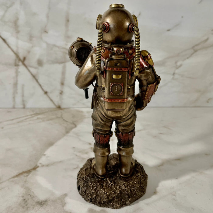 Steampunk Skeleton Diver With Light Statue