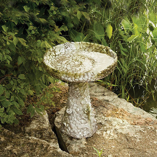 Stone and Flower Bird Bath
