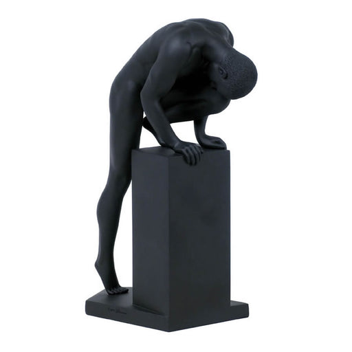 Stretching Male Nude Sculpture- Black 8.25 Inch
