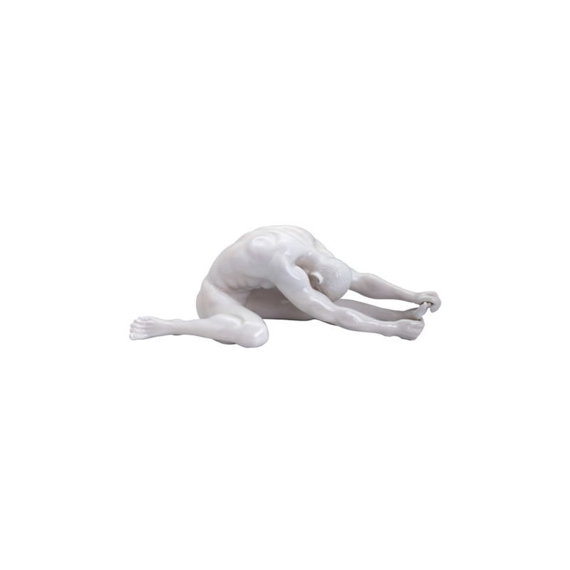 Stretching Male Nude Sculpture- Glazed Finish