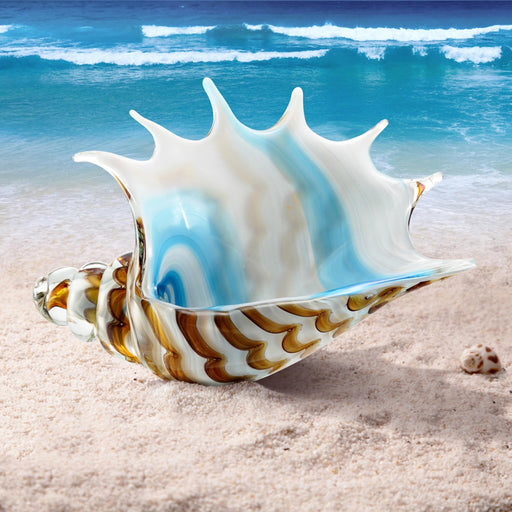 Striped Conch Shell Statue- Art Glass by San Pacific International/SPI Home