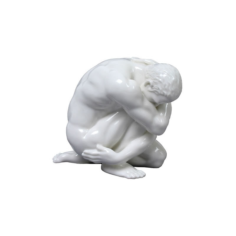Study of Form Male Nude Sculpture- Glazed White