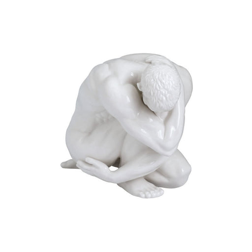 Study of Form Male Nude Sculpture in Glazed White