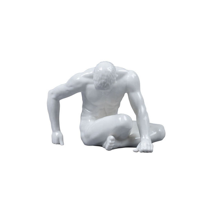 Study of Man Male Nude Sculpture- White Glazed